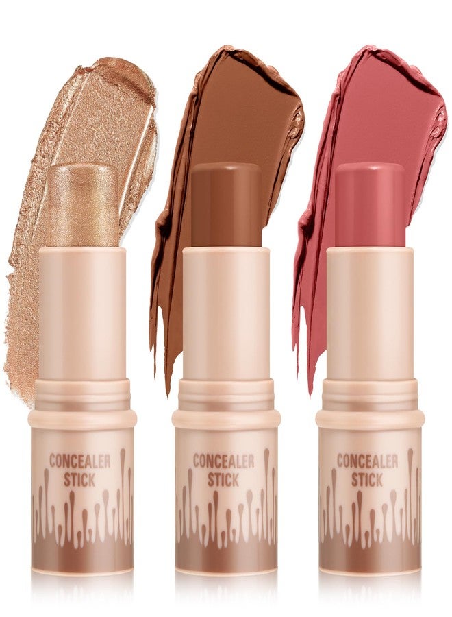 Boobeen 3 Pcs Contour & Highlighter & Blush Stick, Contour Beauty Kit, Creamy Smooth Contouring Stick, Natural Highlighting Stick, Waterproof and Long Lasting Makeup - Image 1