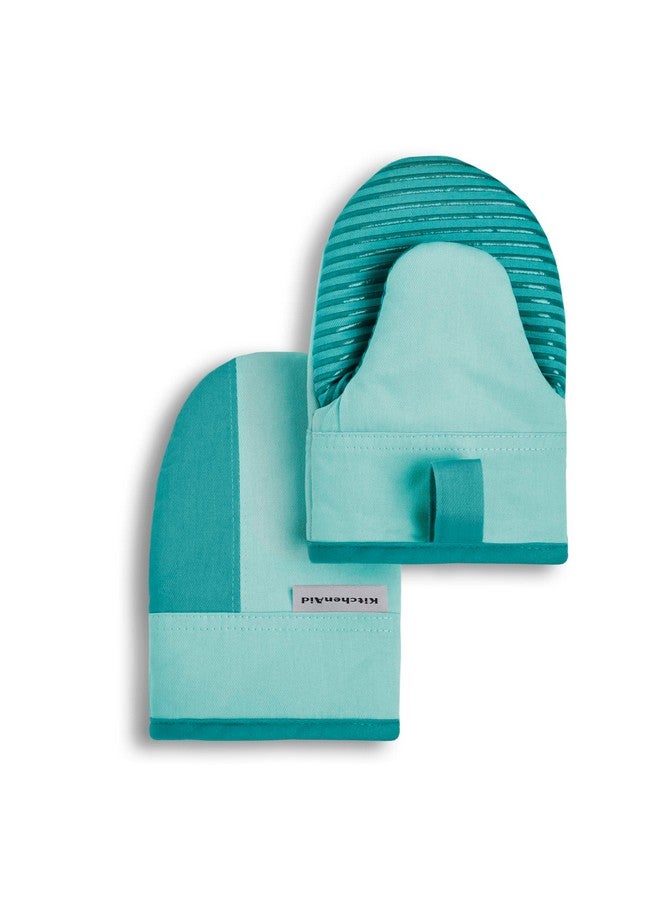 KitchenAid Beacon Two-Tone Non-Slip Mini Oven Mitt Set, Aqua Sky, 5.5"x8", 2 Piece - Image 1