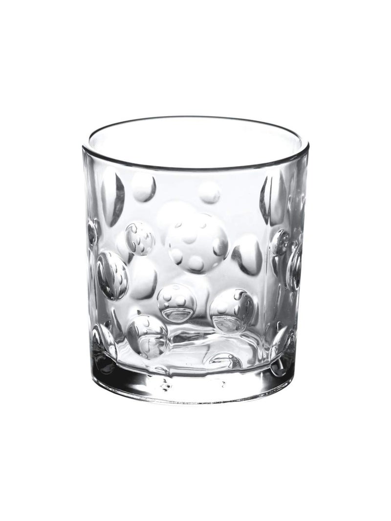 Goodhomes Glass Tumbler Set with Pearl Emboss Design 250 ml Transparent Set of 6 Pieces - Image 2
