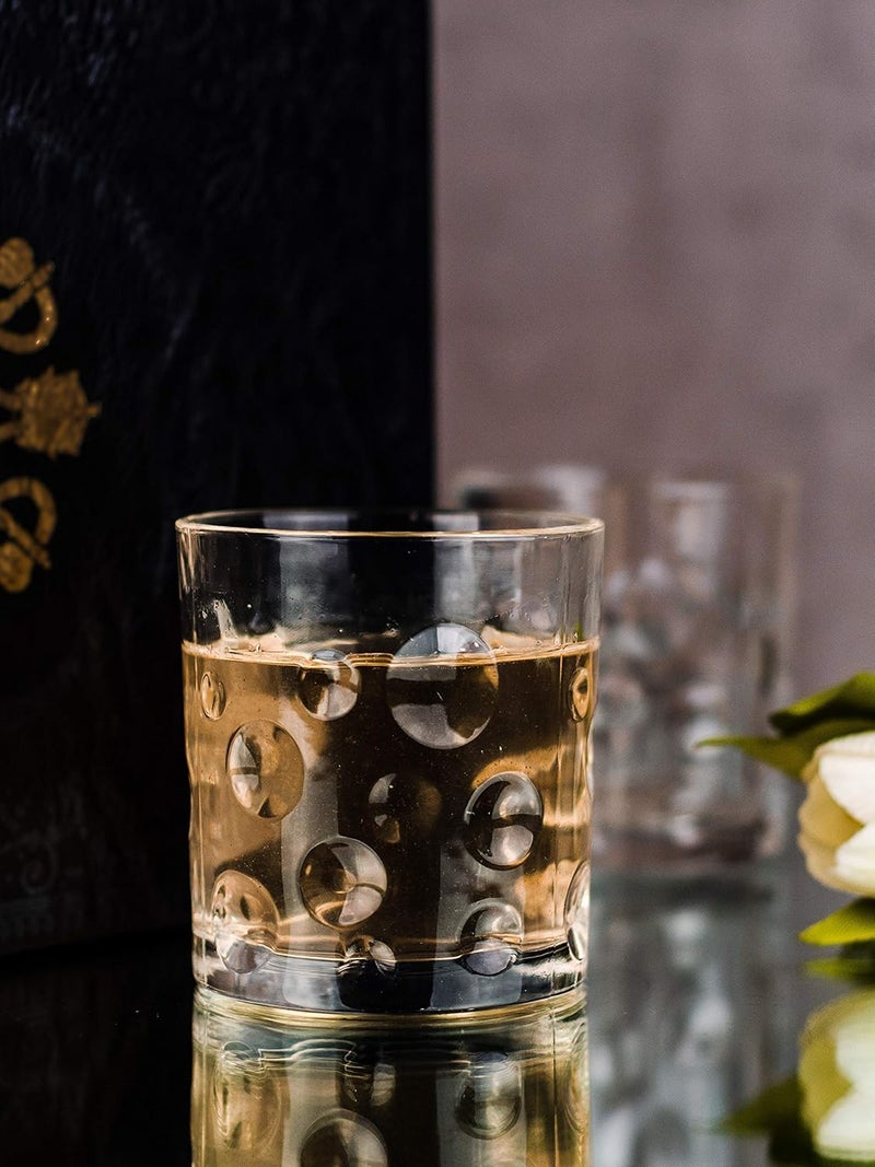 Goodhomes Glass Tumbler Set with Pearl Emboss Design 250 ml Transparent Set of 6 Pieces - Image 1
