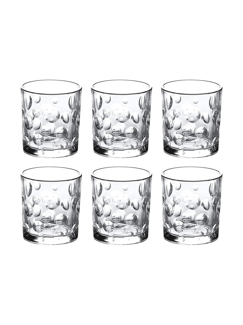 Goodhomes Glass Tumbler Set with Pearl Emboss Design 250 ml Transparent Set of 6 Pieces - Image 3