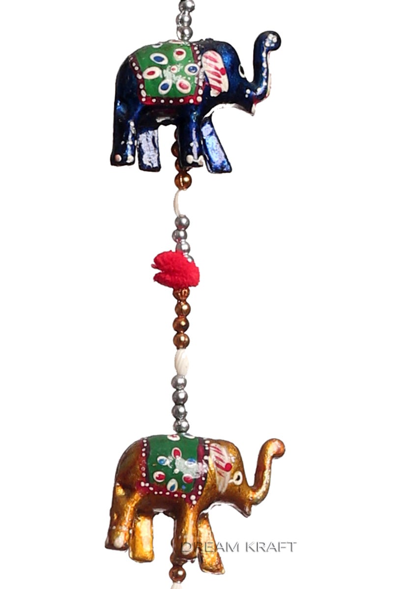 DreamKraft Paper Mache Elephant Design Door Hangings Bandarwal for Home Decor Set of 4 Handcrafted for Home Festive Gifting (96 cm, Multicolor) - Image 5