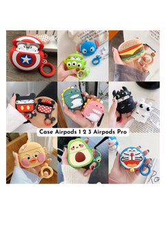 Generic Case Soft Silicone Shockproof Cover for Apple Airpods 3 Cartoon Creative Fun Case Skin with Keychain Design for Air pods 3 Charging Case  - Image 2