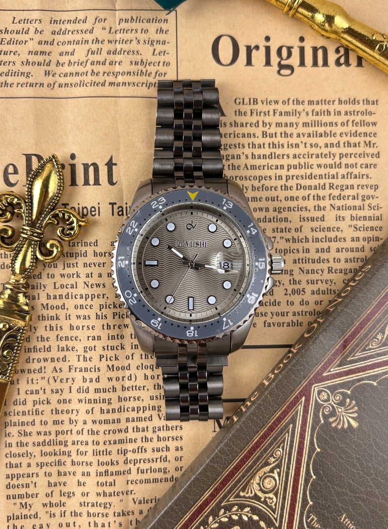 ديفوشي ساعة ديفوشي رجالية رمادي كاجوال بستايل رياضي وسوار استيل - Image 2