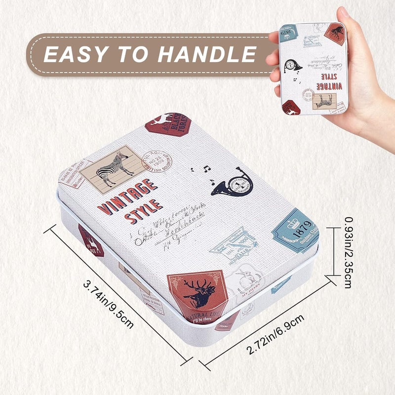 CREATCABIN 4Pcs Vintage Metal Tin Box Gift Card Holder Rectangular Tinplate Box Containers Christmas Small Wrap Boxes with Lids Hinged Storage Cans for Home Kitchen Candles Jewelry Coin Cake Biscuits - Image 2