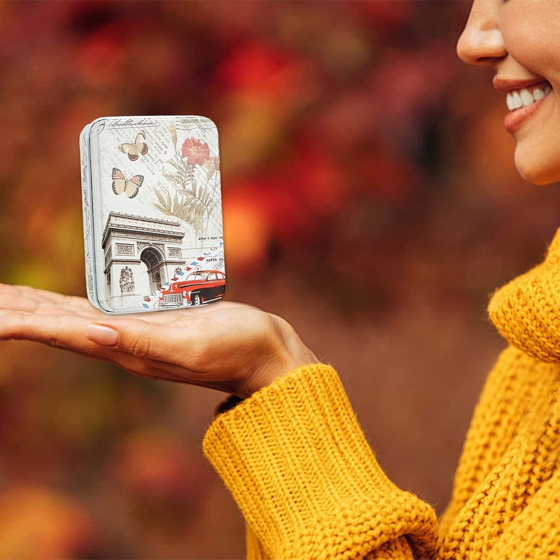 CREATCABIN 4Pcs Vintage Metal Tin Box Gift Card Holder Rectangular Tinplate Box Containers Christmas Small Wrap Boxes with Lids Hinged Storage Cans for Home Kitchen Candles Jewelry Coin Cake Biscuits - Image 5