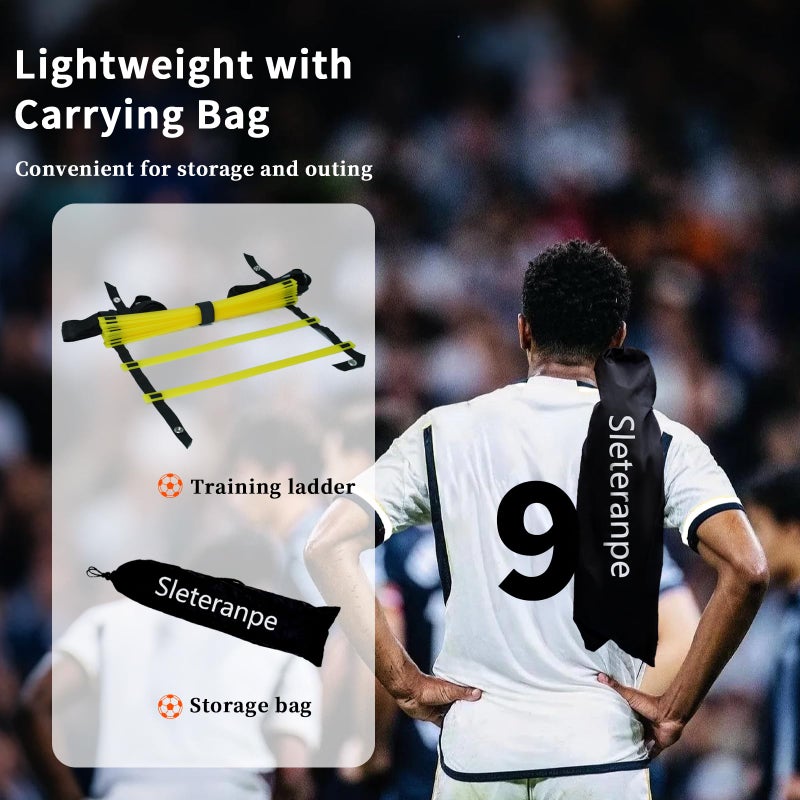 Sleteranpe 20ft Agility Ladder - Speed Ladder for Soccer with Carry Bag & Straps | 12 Adjustable Rungs | Soccer, Agility Training Equipment | Durable Footwork Ladder for Athletes (Yellow) - Image 5