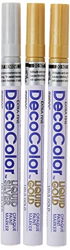 Marvy Uchida Uchida Of America 1234-3C DecoColor Extra Fine Point Pen, Silver/Gold, 3-Pack - Image 3