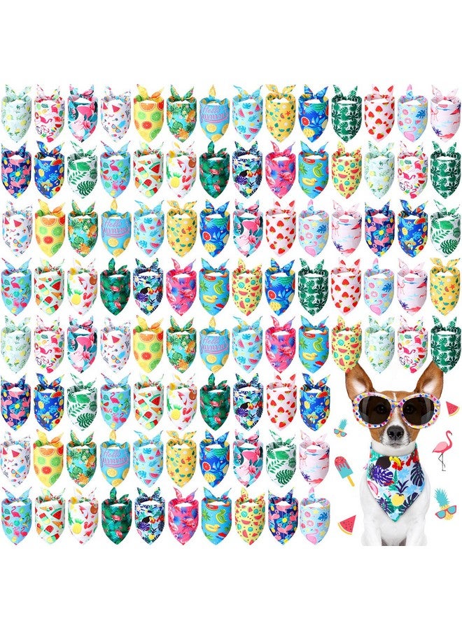 Chunful Chunful 100 Pieces Dog Bandanas Bulk Summer Pet Bandanas Pack Triangle Scarf Bib Kerchief Set for Small Large Dog Costume Accessories Decoration(31.5 x 21.7 x 21.7,Fruit)  - Image 1