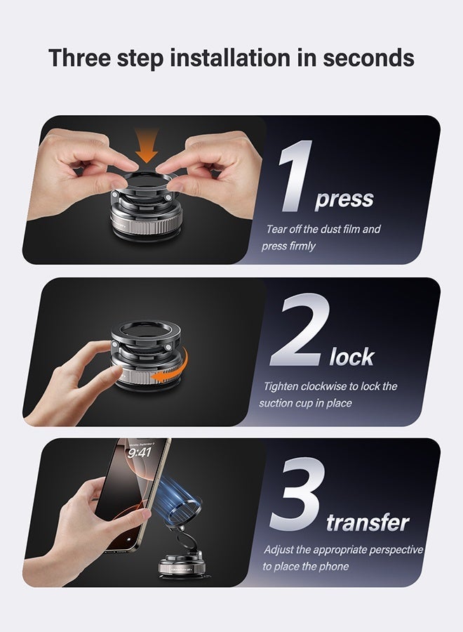CAYGA Car Suction Cup Phone Holder for Magsafe Vacuum Magnetic Suction Cup Car Phone Holder,Magnetic Phone Mount Suitable for Car/Gym/Mirror/Smooth Surface, Compatible with Magsafe iPhone and Android - Image 3