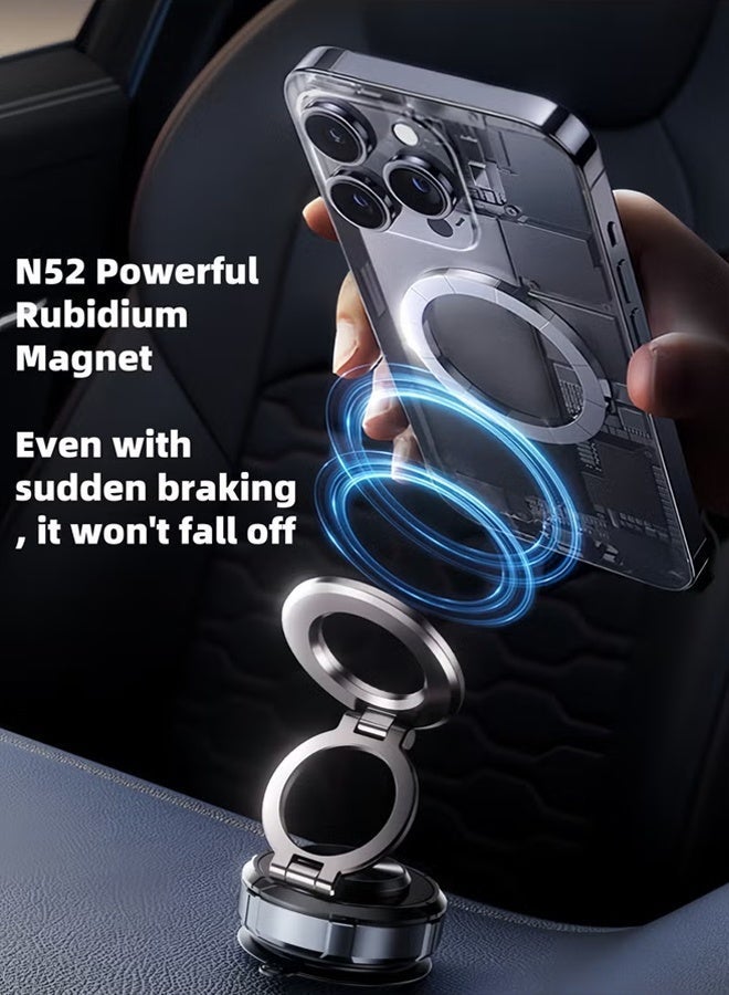 CAYGA Car Suction Cup Phone Holder for Magsafe Vacuum Magnetic Suction Cup Car Phone Holder,Magnetic Phone Mount Suitable for Car/Gym/Mirror/Smooth Surface, Compatible with Magsafe iPhone and Android - Image 2