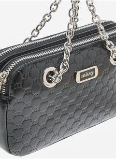 MISSY Women Logo Embossed Crossbody Bag with Detachable Strap and Zip Closure  - Image 3