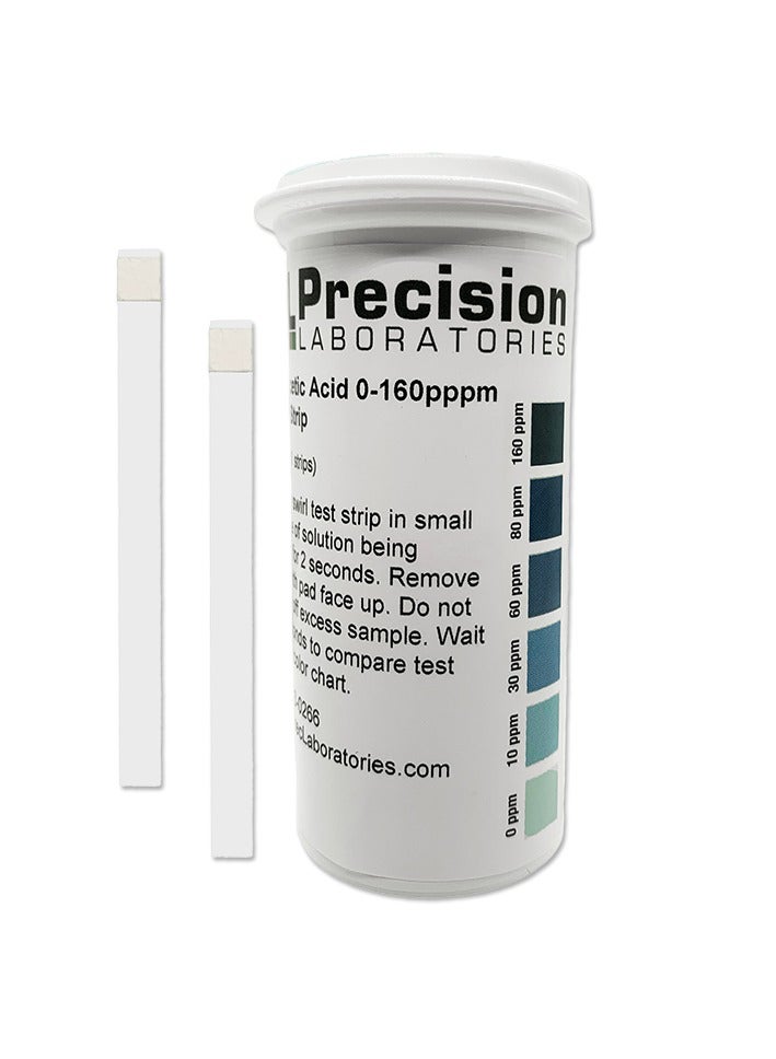 بريسجين Precision، شرائط اختبار حمض البيراسيتيك، 0-160 جزء في المليون - Image 1