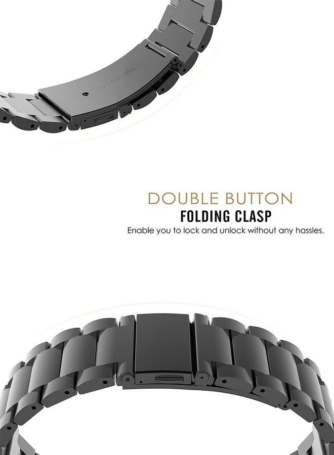 VINSOC Metal Watch Strap Compatible with Huawei Watch GT5 46mm/GT4 46mm/GT3 46mm/GT2 46mm with All-Around Protective TPU Bumper Cover Screen Protector Case Intended for Huawei Watch GT5 46mm Strap Black  - Image 4