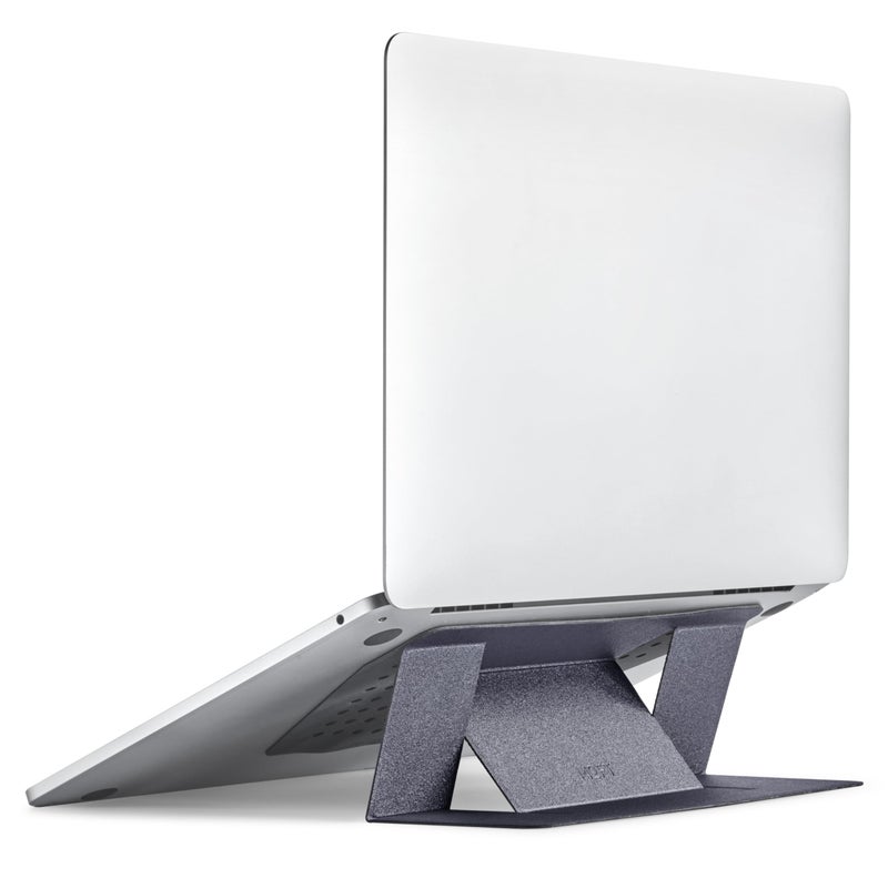 MOFT Laptop Stand for Desk, Adhesive MacBook Computer Stand with 2 Adjustable Viewing Angles, Foldable and Portable Laptop Riser Compatible with 11"-16" Laptops, Starry Grey(Adhesive Version) - Image 1