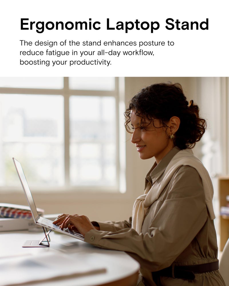 MOFT Laptop Stand for Desk, Adhesive MacBook Computer Stand with 2 Adjustable Viewing Angles, Foldable and Portable Laptop Riser Compatible with 11"-16" Laptops, Starry Grey(Adhesive Version) - Image 4