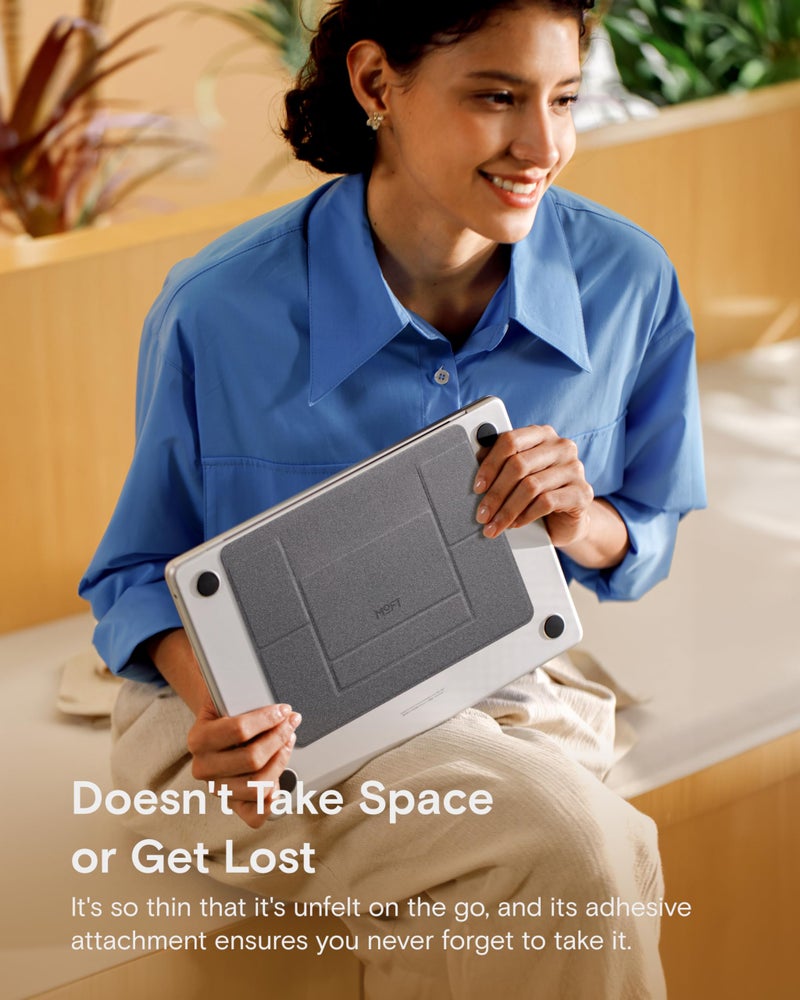 MOFT Laptop Stand for Desk, Adhesive MacBook Computer Stand with 2 Adjustable Viewing Angles, Foldable and Portable Laptop Riser Compatible with 11"-16" Laptops, Starry Grey(Adhesive Version) - Image 5