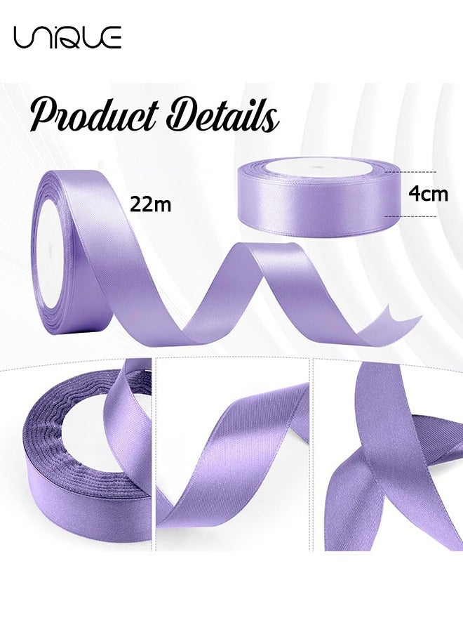 يونيك شريط أرجواني فاتح ، 1-1 / 2 بوصة × 25 ياردة شريط ساتان من القماش لتغليف الهدايا ، والحرف اليدوية ، وصنع أقواس الشعر ، وإكليل الزهور ، وتزيين حفلات الزفاف ومشاريع الخياطة الأخرى - Image 2