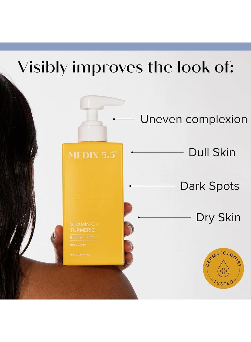 ميديكس 5.5 كريم فيتامين سي لوشن الوجه ومرطب لوشن الجسم. كريم العناية بالبشرة المضادة للشيخوخة يؤدي إلى تقليل مظهر نغمة الجلد غير المتساوية والبقع العمرية والبشرة الجافة التالفة بالشمس ، 15 فلور أوز - Image 2