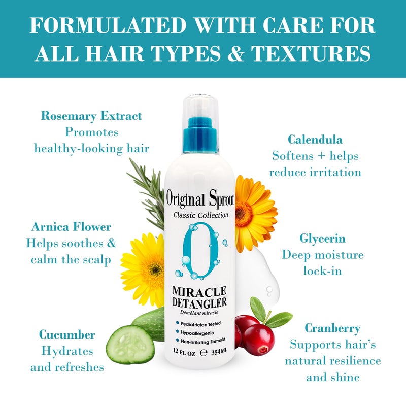 Original Sprout Miracle Detangler Spray, Lightweight Non-Greasy Leave-In Conditioner Spray for All Hair Types, Smooths, Softens & Detangles, Vegan, Cruelty-Free, Safe for Kids & Adults, 12 fl oz - Image 4