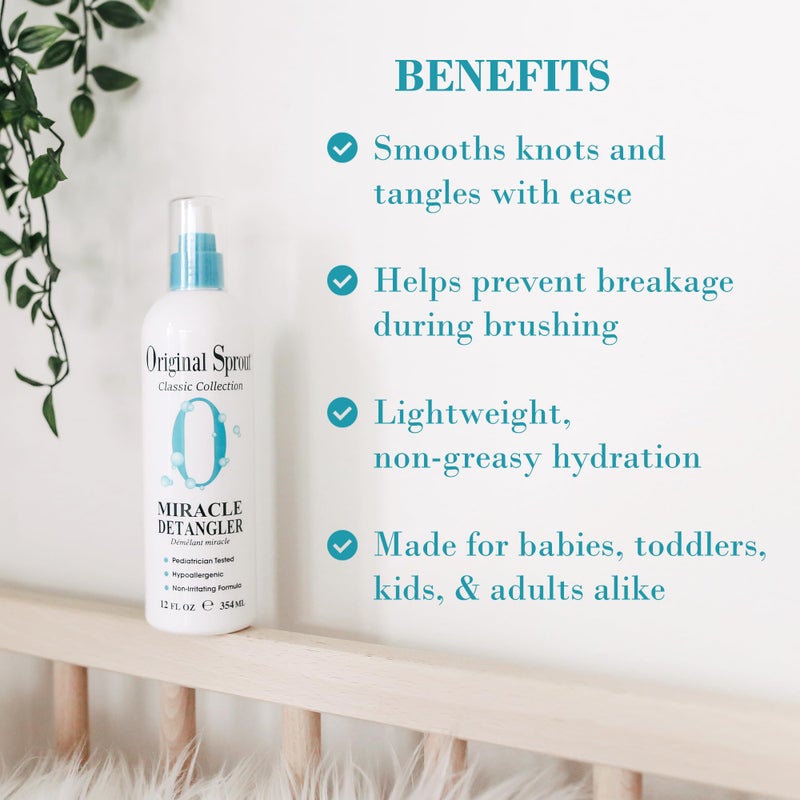 Original Sprout Miracle Detangler Spray, Lightweight Non-Greasy Leave-In Conditioner Spray for All Hair Types, Smooths, Softens & Detangles, Vegan, Cruelty-Free, Safe for Kids & Adults, 12 fl oz - Image 2