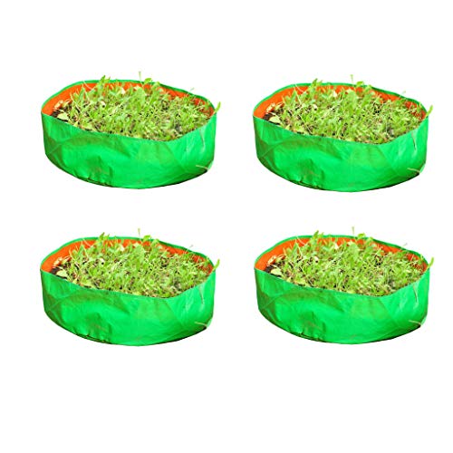 cocogarden HDPE UV Protected Green Round Shaped Grow Bags 15X6 inch (Pack of 4) | Plant Bags for Home Garden | Growing Bags for Terrace Flowers and Vegetables Gardening | Indoor and Balcony Gardening - Image 1
