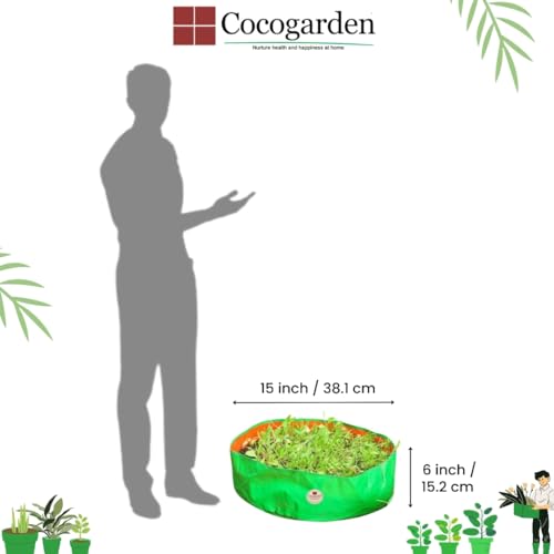 cocogarden HDPE UV Protected Green Round Shaped Grow Bags 15X6 inch (Pack of 4) | Plant Bags for Home Garden | Growing Bags for Terrace Flowers and Vegetables Gardening | Indoor and Balcony Gardening - Image 2