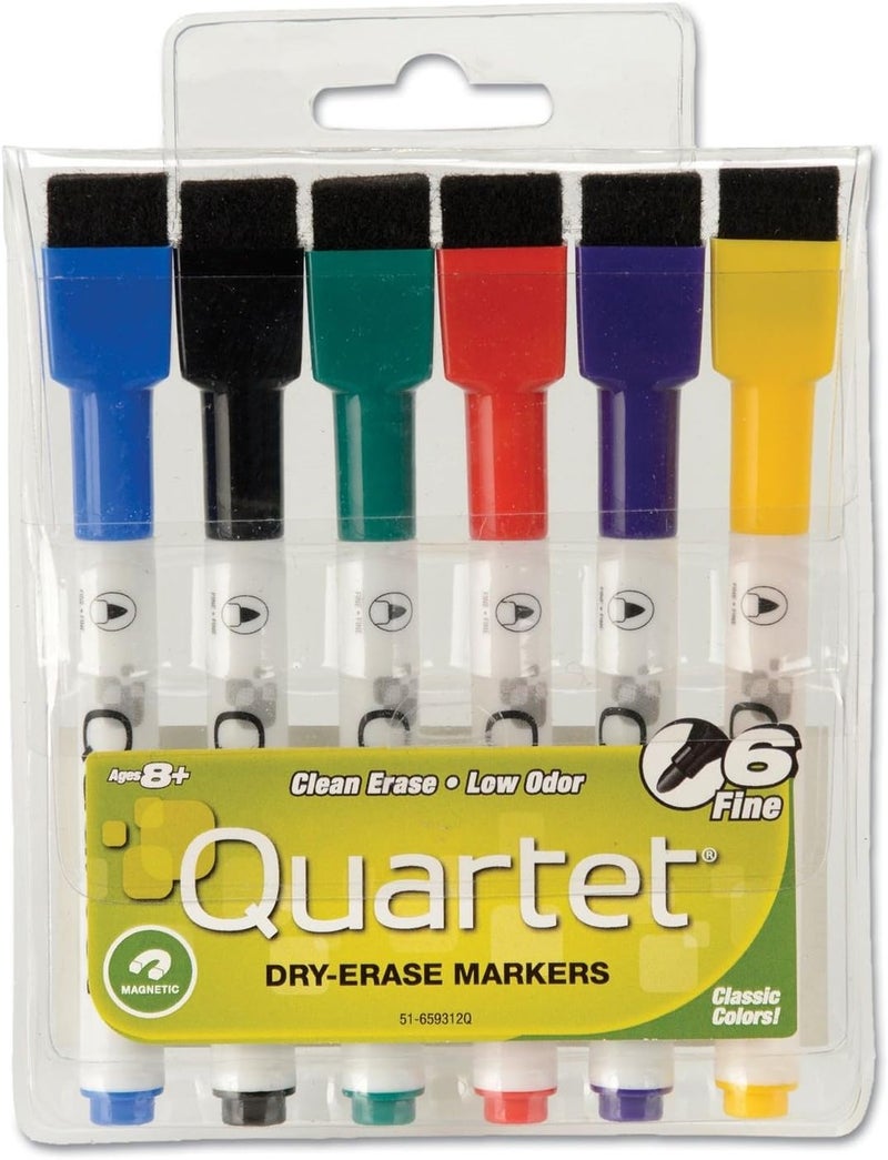 Quartet 51659312 LowOdor ReWritables Dry Erase MiniMarker Set Fine Point Classic 6Set