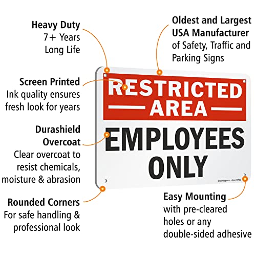 SmartSign "Restricted Area - Employees Only" Sign | 7" x 10" Aluminum - Image 4