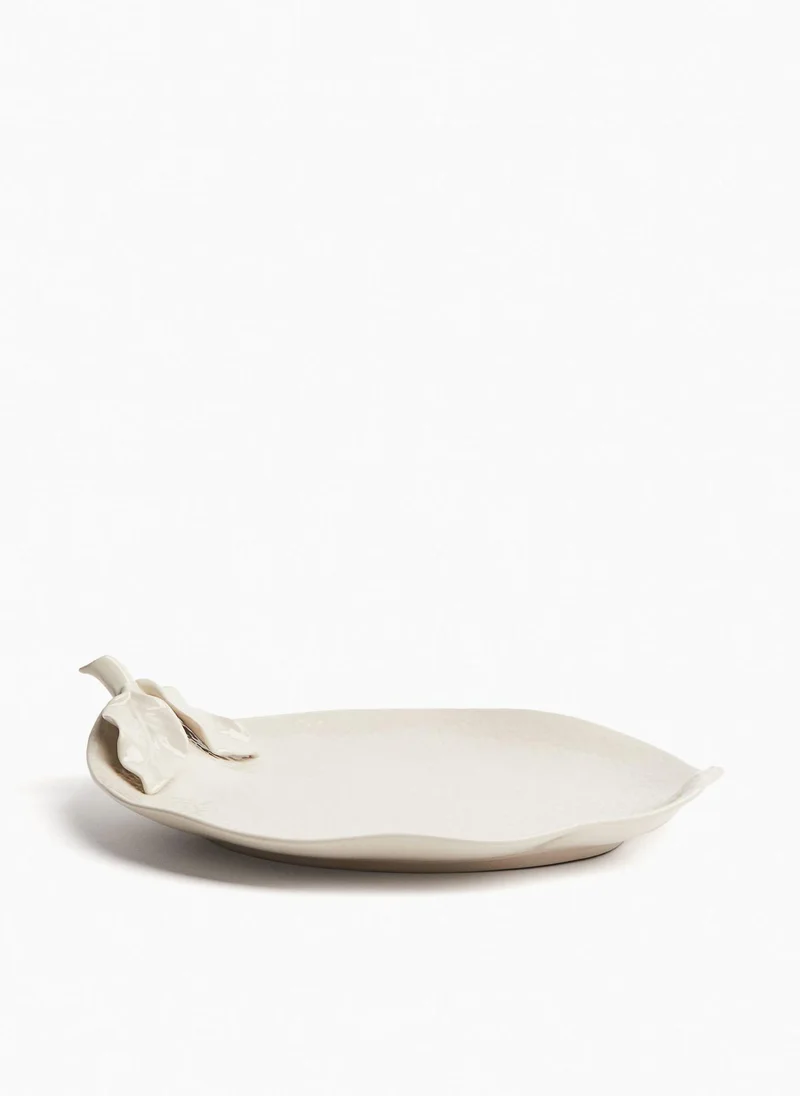 اتش اند ام Lemon-Shaped Stoneware Serving Plate