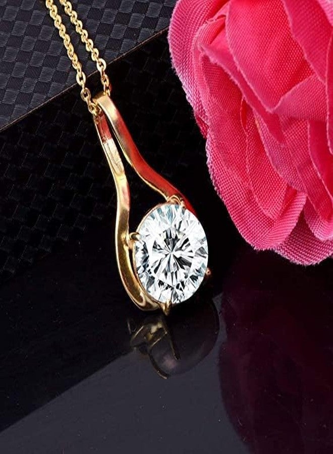 JEMSPRIME 5.25 Ratti 4.00 Carat Natural White Zircon Pendant/Locket American Diamond Zircon Gold Plate Stone Pendant for Men and Women - Image 2