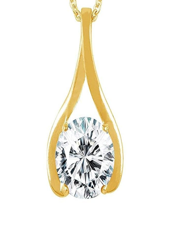 JEMSPRIME 5.25 Ratti 4.00 Carat Natural White Zircon Pendant/Locket American Diamond Zircon Gold Plate Stone Pendant for Men and Women - Image 1