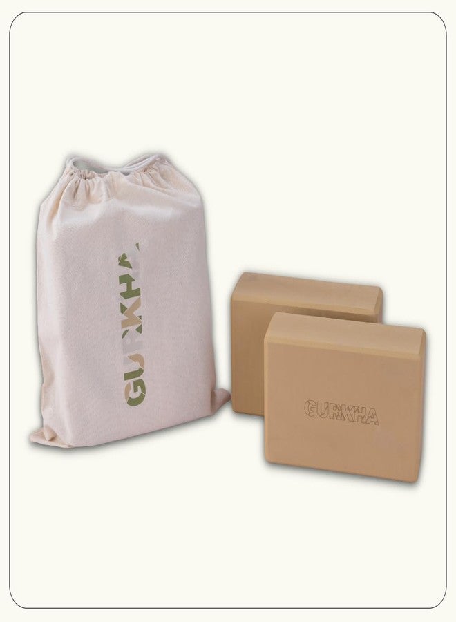 GURKHA Edge™ Yoga Block with Carry Bag Set of 2 High-Density EVA Support for Superior Stability, Grip & Alignment Precision Edged Design for Balance & Strength Training Eco-Friendly, (Raw Earth) - Image 1
