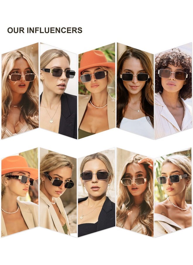 Sojos Retro Fashion Rectangle Sunglasses Womens Mens Vintage Trendy Square Shades Sj1162, Gold/Brown  - Image 2