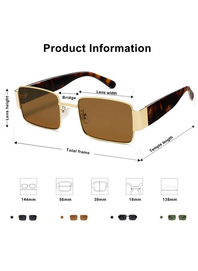 Sojos Retro Fashion Rectangle Sunglasses Womens Mens Vintage Trendy Square Shades Sj1162, Gold/Brown  - Image 4