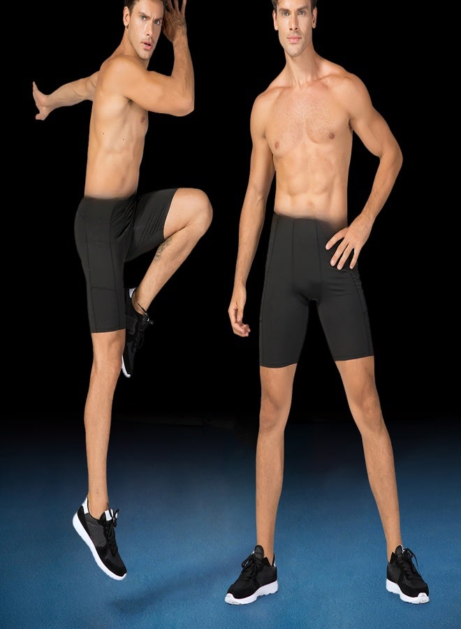 YEL PRO 4 Packs Men Compression Shorts Active Workout Underwear with Pocket - Image 4