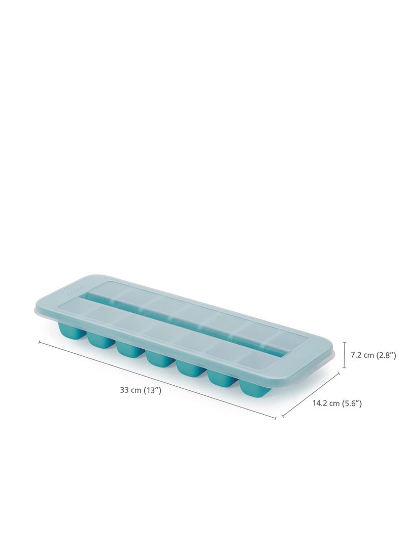 Joseph Joseph جوزيف جوزيف فلو - صينية مكعبات الثلج سهلة التعبئة مع غطاء، قابلة للتكديس، زرقاء، سعة كبيرة 14 مكعب (عبوة 2)، 20197 - Image 3