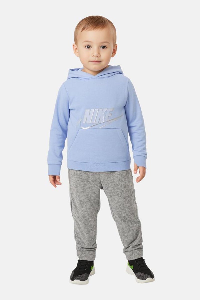 Nike ملابس رياضية للأطفال الأولاد بغطاء رأس مزين بشعار مطرز، أزرق فاتح - Image 1