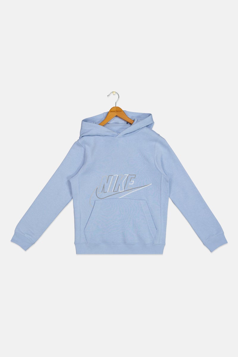 Nike ملابس رياضية للأطفال الأولاد بغطاء رأس مزين بشعار مطرز، أزرق فاتح - Image 2