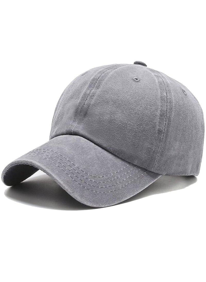 THIRTYTWO - Baseball Cap Golf Dad Hat Adjustable 100% Cotton Fits Men Washed Denim Adjustable Dad Hat Plain Cap Men Women (WASHED GREY) - Image 1