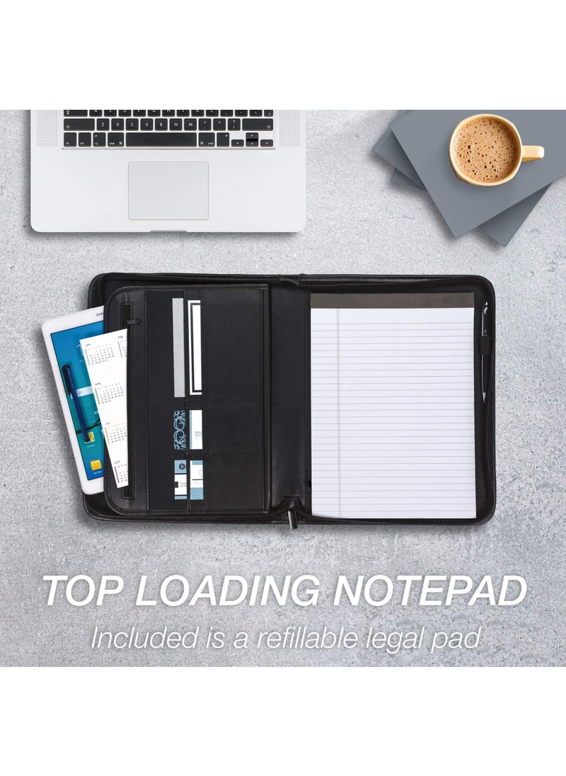 Samsill Samsill Professional Padfolio with Secure Zippered Closure, 10.1 Inch Tablet Sleeve, and 8.5 by 11 Inch Notepad, Black, Full Size (70820)  - Image 5