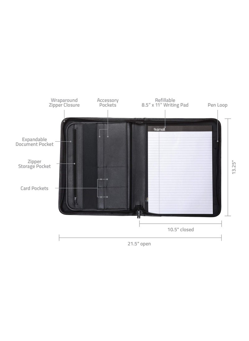 Samsill Samsill Professional Padfolio with Secure Zippered Closure, 10.1 Inch Tablet Sleeve, and 8.5 by 11 Inch Notepad, Black, Full Size (70820)  - Image 3