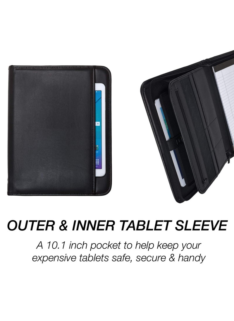 Samsill Samsill Professional Padfolio with Secure Zippered Closure, 10.1 Inch Tablet Sleeve, and 8.5 by 11 Inch Notepad, Black, Full Size (70820)  - Image 4