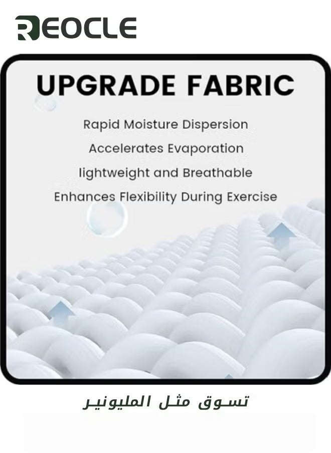 ريوكل قمصان رجالي مضغوطة بأكمام طويلة وقمصان واقية من الشمس وقميص للجري وطبقة أساسية جافة وباردة وملابس لياقة بدنية رياضية باللون أسود - Image 4