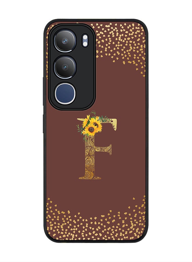 Stylizedd For vivo Y19s / Y19s Pro Case,Slim fit Camera Protection, Shockproof Thin Phone cover  - Custom Floral Monogram - F  (Brown )