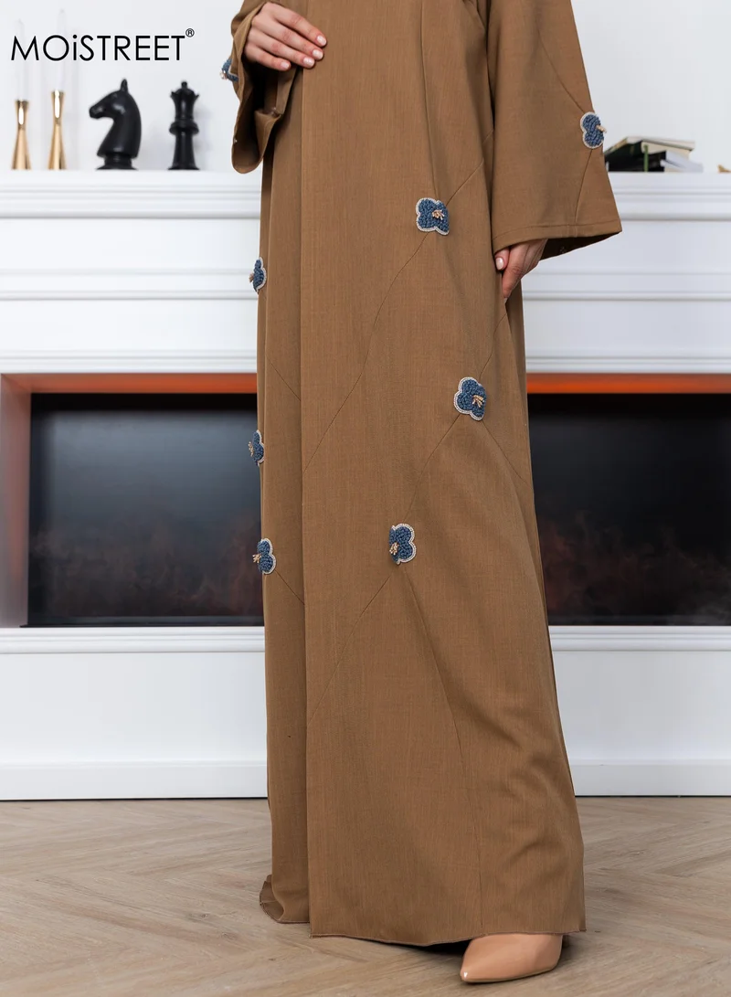 Moistreet  MOiSTREET Melange Embroidery Abaya for Women | Best Price UAE