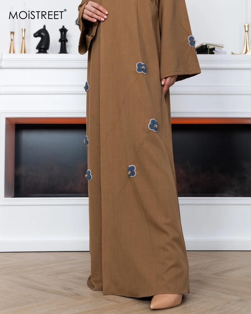 Moistreet  MOiSTREET Melange Embroidery Abaya for Women | Best Price UAE