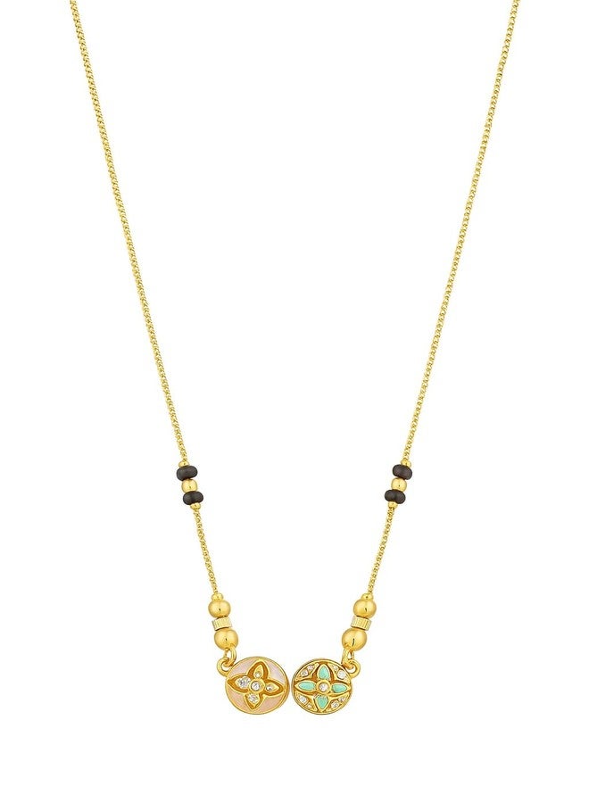 sweeply Trendy Double Pendant Mangalsutra with Black Beads & Festive, Wear Chain | Stylish Daily, Wear Jewellery for Women | Wedding or Anniversary Mangalsutra | Birthday Gift, Diwali or New Year Jewlry, Karwachauth Special - Image 1