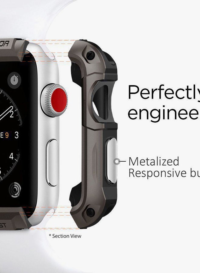 NIBEMINENT Tough Armor Case Cover With Screen Protector For Apple Watch Series 2/3 42mm Metallic Black - Image 5