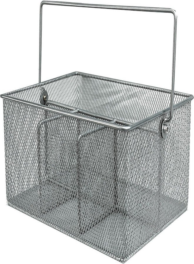 Maypes Utensil Caddy - Silverware Caddy for Parties, Spoon Holder, Buffet Organizer for Condiments, Napkin, Forks, Knives - Stainless Steel Flatware Caddy for Home, (Silver) - Image 1